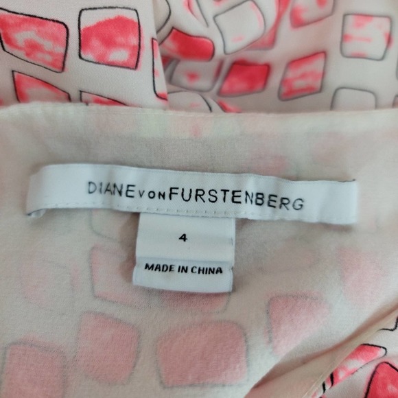 DIANE VON FURSTENBERG 100% SILK ROUGE SLEEVELESS CORAL ALBA TWO SILK DRE… - Picture 6 of 12